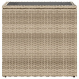Walplus Garden Side Table With Glass Top Beige 58X27.5X55 Cm Poly Rattan - thumbnail 5