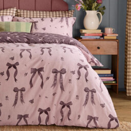 furn. Furn Belle Stripe Reversible Duvet Cover Set, Rosewood, Single - thumbnail 4