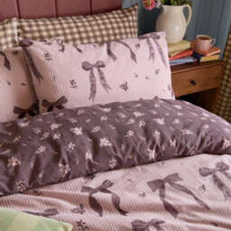 furn. Furn Belle Stripe Reversible Duvet Cover Set, Rosewood, Single - thumbnail 3