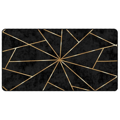Berkfield Durable Rug Washable Black And Gold 80X150 Cm Anti Slip
