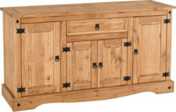 Seconique Corona 4 Door 1 Drawer Sideboard Distressed Waxed Pine - thumbnail 1