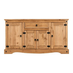 Seconique Corona 4 Door 1 Drawer Sideboard Distressed Waxed Pine - thumbnail 5