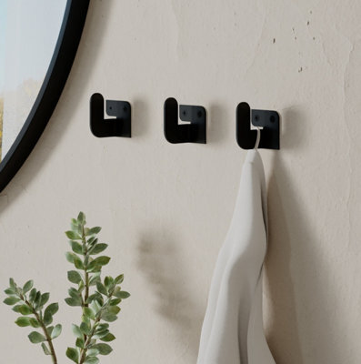 Decortie Luxa Modern Metal Set Of 3 Hangers, Wall Mounted Coat Hooks, Waterproof Material, Unique Design, Black - image 1
