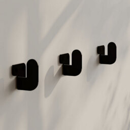 Decortie Luxa Modern Metal Set Of 3 Hangers, Wall Mounted Coat Hooks, Waterproof Material, Unique Design, Black - thumbnail 5