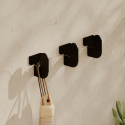 Decortie Luxa Modern Metal Set Of 3 Hangers, Wall Mounted Coat Hooks, Waterproof Material, Unique Design, Black - thumbnail 4