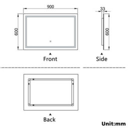 AVER-GROWTH Bathroom Mirror With 3 Colour Led Lights Demister Pad Anti-Fog Touch/wall Switch Dimmable Portrait/landscape 900X600mm - thumbnail 8