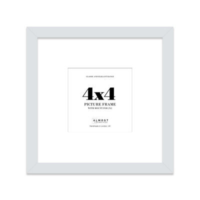 "4X4"" Light Grey Picture Frame - 4X4"" Square Frame With 2X2"" Mount For 4X4""/2X2"" Pictures Vintage Style Photo Display, 1 Pack" - image 1