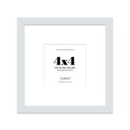 "4X4"" Light Grey Picture Frame - 4X4"" Square Frame With 2X2"" Mount For 4X4""/2X2"" Pictures Vintage Style Photo Display, 1 Pack" - thumbnail 1