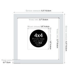 "4X4"" Light Grey Picture Frame - 4X4"" Square Frame With 2X2"" Mount For 4X4""/2X2"" Pictures Vintage Style Photo Display, 1 Pack" - thumbnail 2