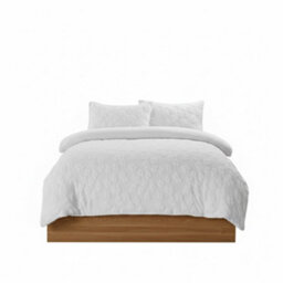 Ultra Soft Teddy Duvet Cover Set Daisy Embossed Cozy Fleece Bedding White - thumbnail 2