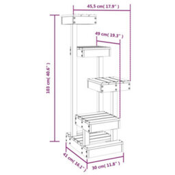 Vidaxl Cat Tree White 45.5X49X103 Cm Solid Wood Pine - thumbnail 3