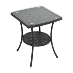 Living And Home 3-Piece Pe Rattan Garden Furniture Bistro Set, 2 Seat Rattan Garden Table & Chair, Black - thumbnail 7