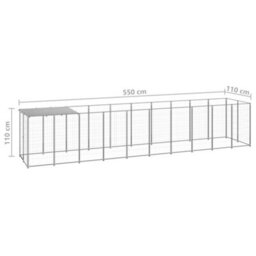 Berkfield Dog Kennel Silver 6.05 M2 Steel - thumbnail 6