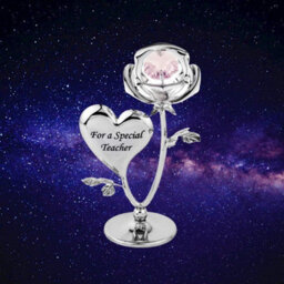 New Crystal Ornament Gift Set Crystocraft Elements Strass Rose Flower - For A Special Teacher - thumbnail 4