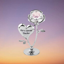 New Crystal Ornament Gift Set Crystocraft Elements Strass Rose Flower - For A Special Teacher - thumbnail 3