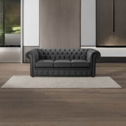 Chesterfield 3 Seater Shelly Steel Leather Sofa Bespoke In Classic Style - thumbnail 3