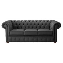 Chesterfield 3 Seater Shelly Steel Leather Sofa Bespoke In Classic Style - thumbnail 1