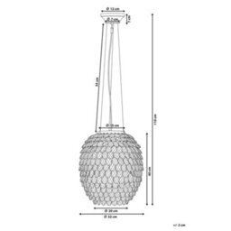 Wyld and Coco Glamora Crystal Pendant Ceiling Lamp Silver 110 Cm - Acrylic Droplets, Gloss Chrome Finish - thumbnail 3