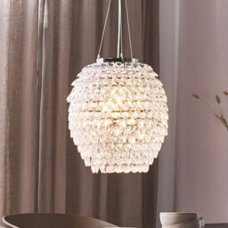 Wyld and Coco Glamora Crystal Pendant Ceiling Lamp Silver 110 Cm - Acrylic Droplets, Gloss Chrome Finish - thumbnail 2