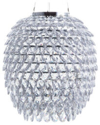 Wyld and Coco Glamora Crystal Pendant Ceiling Lamp Silver 110 Cm - Acrylic Droplets, Gloss Chrome Finish - thumbnail 1