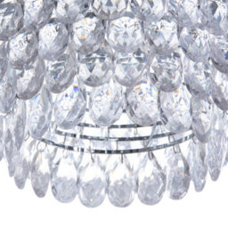 Wyld and Coco Glamora Crystal Pendant Ceiling Lamp Silver 110 Cm - Acrylic Droplets, Gloss Chrome Finish - thumbnail 5