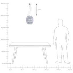 Wyld and Coco Glamora Crystal Pendant Ceiling Lamp Silver 110 Cm - Acrylic Droplets, Gloss Chrome Finish - thumbnail 4