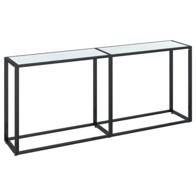 Berkfield Stylish Console Table White Marble 180X35X75.5Cm Tempered Glass - image 1