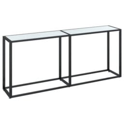 Berkfield Stylish Console Table White Marble 180X35X75.5Cm Tempered Glass - thumbnail 1