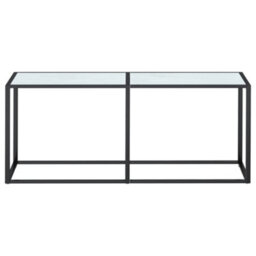 Berkfield Stylish Console Table White Marble 180X35X75.5Cm Tempered Glass - thumbnail 3