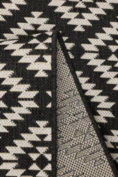 Melrose Eden Genesis Black Indoor Outdoor Area Runner Rug 3mm Pile Height - 67/300Cm - thumbnail 3