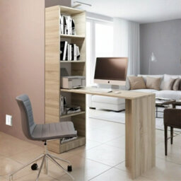 B1 Universal Desk With Shelves Storage Unit For Office And Home Oak Sonoma With Led Lamp - thumbnail 4
