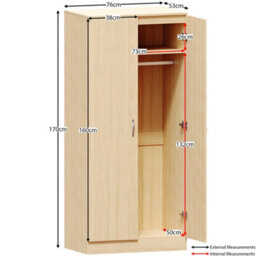 Lassic Vida Designs Riano 3 Piece Bedroom Set (2 Drawer Bedside Chest, 5 Drawer Chest, 2 Door Wardrobe) Pine - thumbnail 7