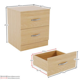 Lassic Vida Designs Riano 3 Piece Bedroom Set (2 Drawer Bedside Chest, 5 Drawer Chest, 2 Door Wardrobe) Pine - thumbnail 9