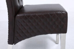 Modernique A Pair Brown Leather Aire High Tuffted Knocker & Stud High Back Dining Chairs With Solid Chrome Legs - thumbnail 7