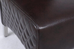 Modernique A Pair Brown Leather Aire High Tuffted Knocker & Stud High Back Dining Chairs With Solid Chrome Legs - thumbnail 6