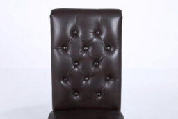 Modernique A Pair Brown Leather Aire High Tuffted Knocker & Stud High Back Dining Chairs With Solid Chrome Legs - thumbnail 5