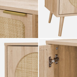 Sweeek - 120Cm Tv Unit Woodenn Effect Rounded Cane Rattan 2 Doors Eva Natural 120X39X56.5 Cm - thumbnail 4