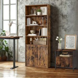 FURNOLD Adjustable Tall Wide Free Standing Bookcase Shelf For Living Room Storage - thumbnail 4