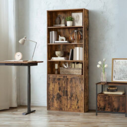 FURNOLD Adjustable Tall Wide Free Standing Bookcase Shelf For Living Room Storage - thumbnail 3