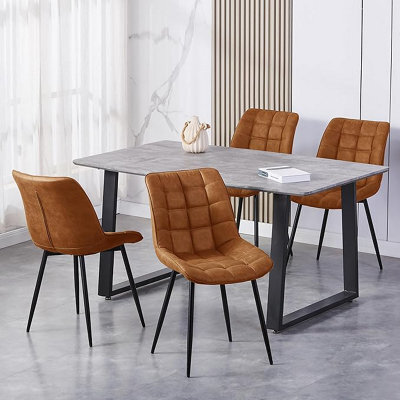 MCC Direct Set Of 2 Tan Suede Effect Dining Chairs Plush Padded Upholstered Accent Chair - Alba By Mcc - image 1