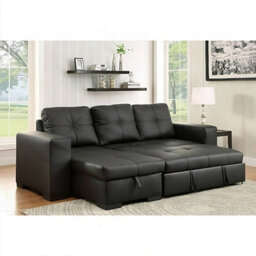 SquareBoxx Milano 3 Seater L Shape Pullout Sofa Bed With Deep Storage Compartment & Reversible Chaise - Black - thumbnail 4