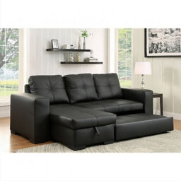 SquareBoxx Milano 3 Seater L Shape Pullout Sofa Bed With Deep Storage Compartment & Reversible Chaise - Black - thumbnail 3