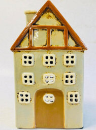 My Square Mile Tealight Candle Holder Housewarming Gift Cottage Ceramic Village Pottery House Ornament (Grey Tudor Cottage (22Cm X 13Cm)) - thumbnail 1