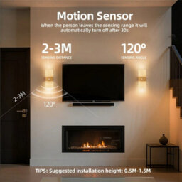 Yellow Cave Stone 2X Battery Operated Led Wall Light Up Down Indoor Wall Sconce With Motion Sensor - thumbnail 3