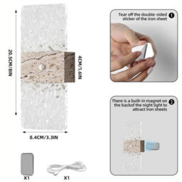 Yellow Cave Stone 2X Battery Operated Led Wall Light Up Down Indoor Wall Sconce With Motion Sensor - thumbnail 2