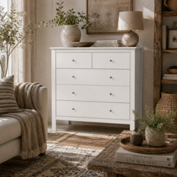 Wyld Haus Kesumo Wide 5-Drawer Chest Of Drawers In White, 79W X 39.5D X 80.5H Cm - thumbnail 1