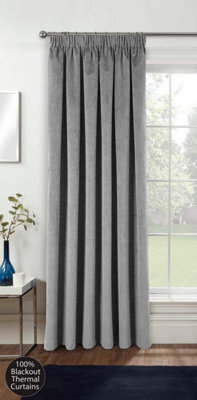 Enhanced Living Grey Velvet, Supersoft, 100% Blackout, Thermal (Single) Door Curtain With Tape Top - 66 X 84 Inch (168X214Cm) - image 1