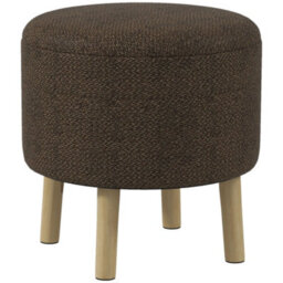 Homcom Storage Ottoman, Round Stool Chair With Cushioned Top, Brown - thumbnail 2