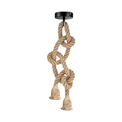 Double Head Industrial E27 Hemp Rope Pendant Lights Attic Personality Indoor 2M Hanging Lighting - image 1