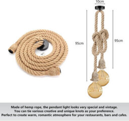 Double Head Industrial E27 Hemp Rope Pendant Lights Attic Personality Indoor 2M Hanging Lighting - thumbnail 5